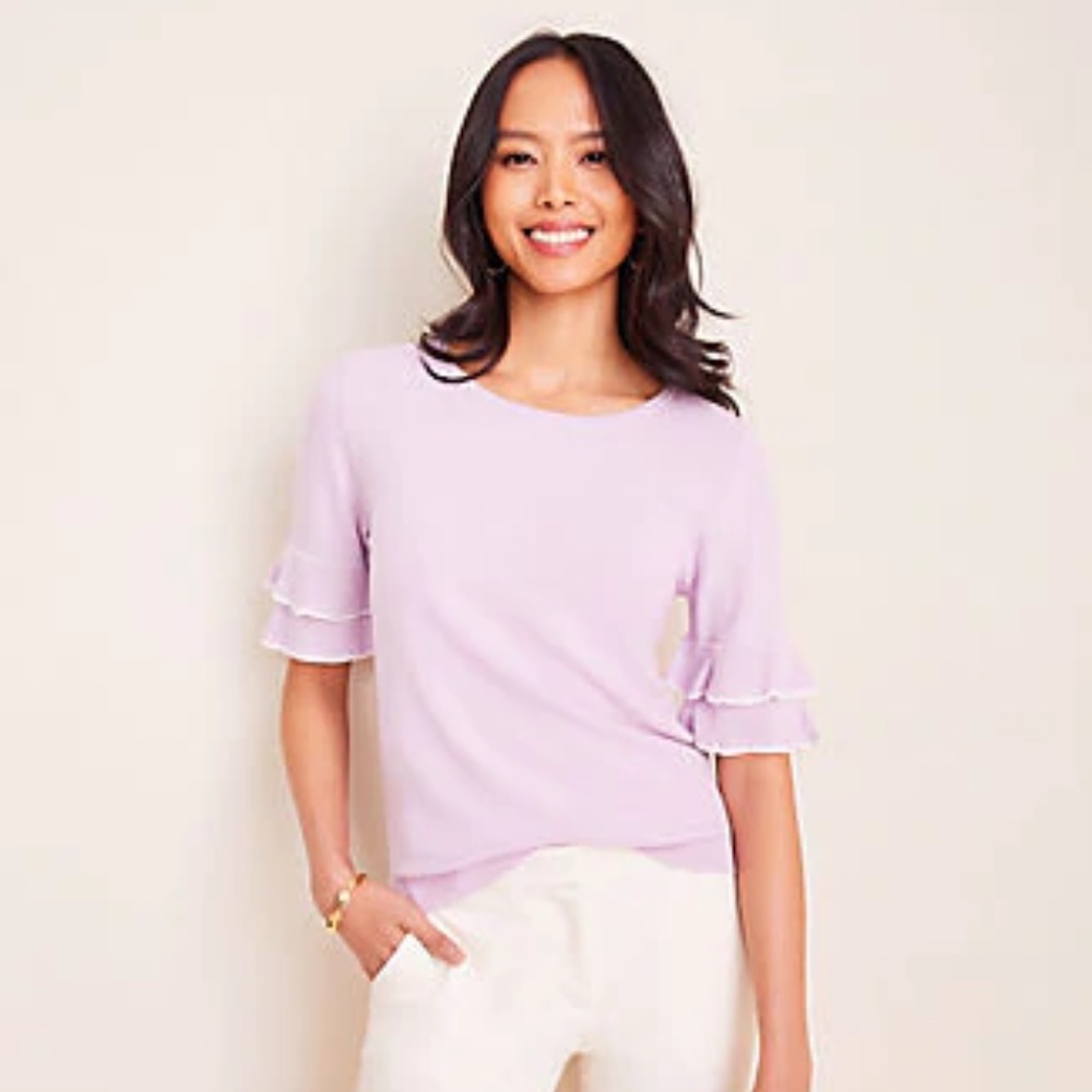 Ann Taylor Stitched Ruffle Sleeve Sweater Tee {Reasonable offers welcome}